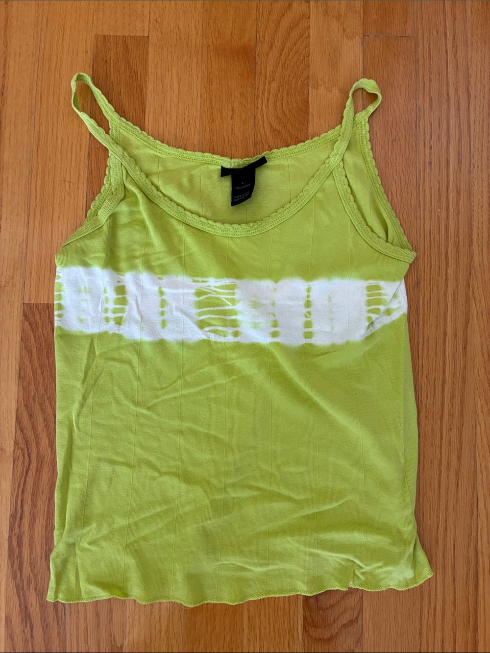 The Limited Lime Green & White Tie-Dye Camisole